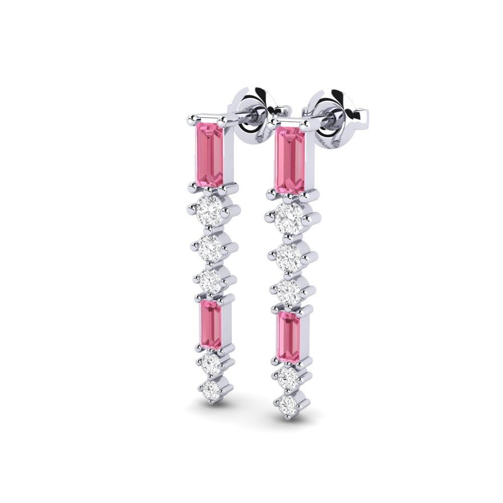 18k White Gold Pink Sapphire Women's Earring Shieli