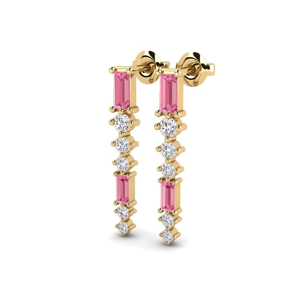 Safira Rosa Brincos Feminino Shieli