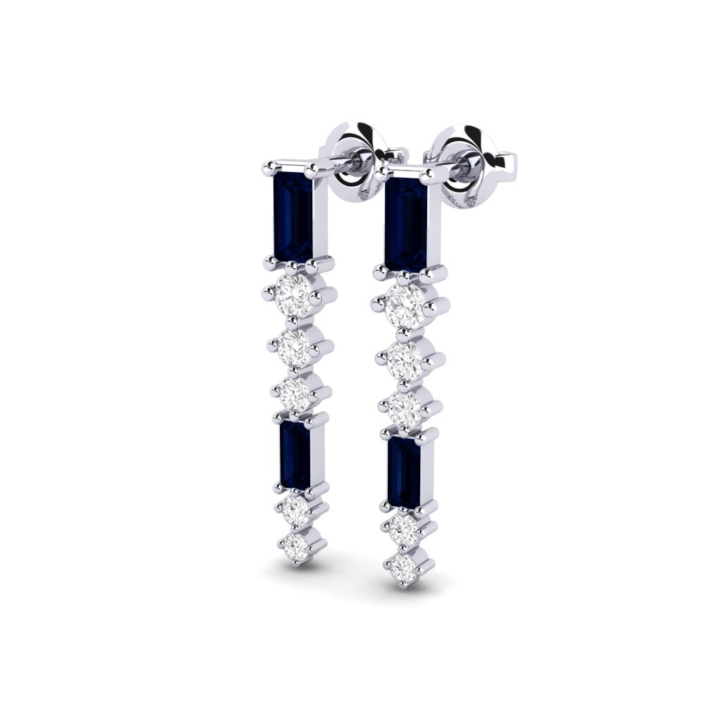 9k White Gold Sapphire Women's Earring Shieli