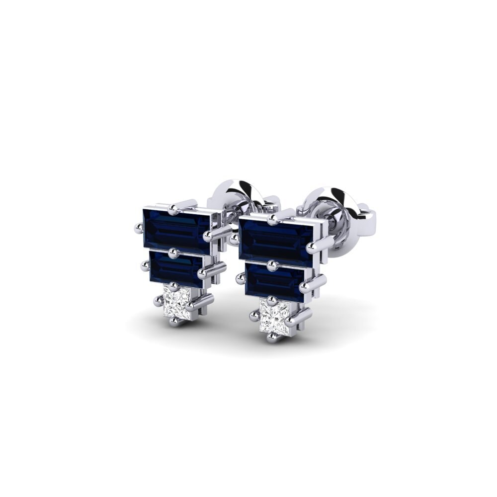 9k White Gold Sapphire Women's Earring Sinnaya