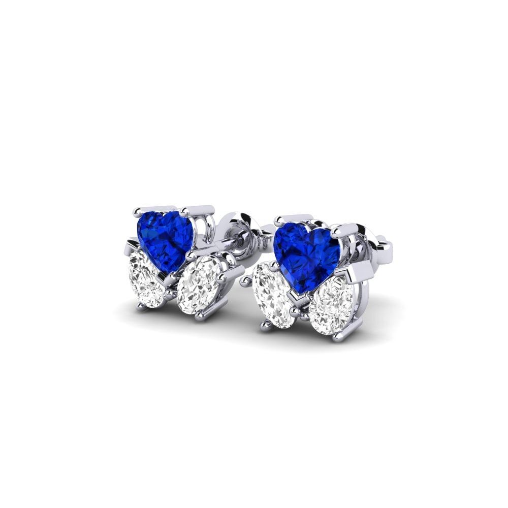 14k White Gold Sapphire (Lab Created) Women's Earring Sorbonne