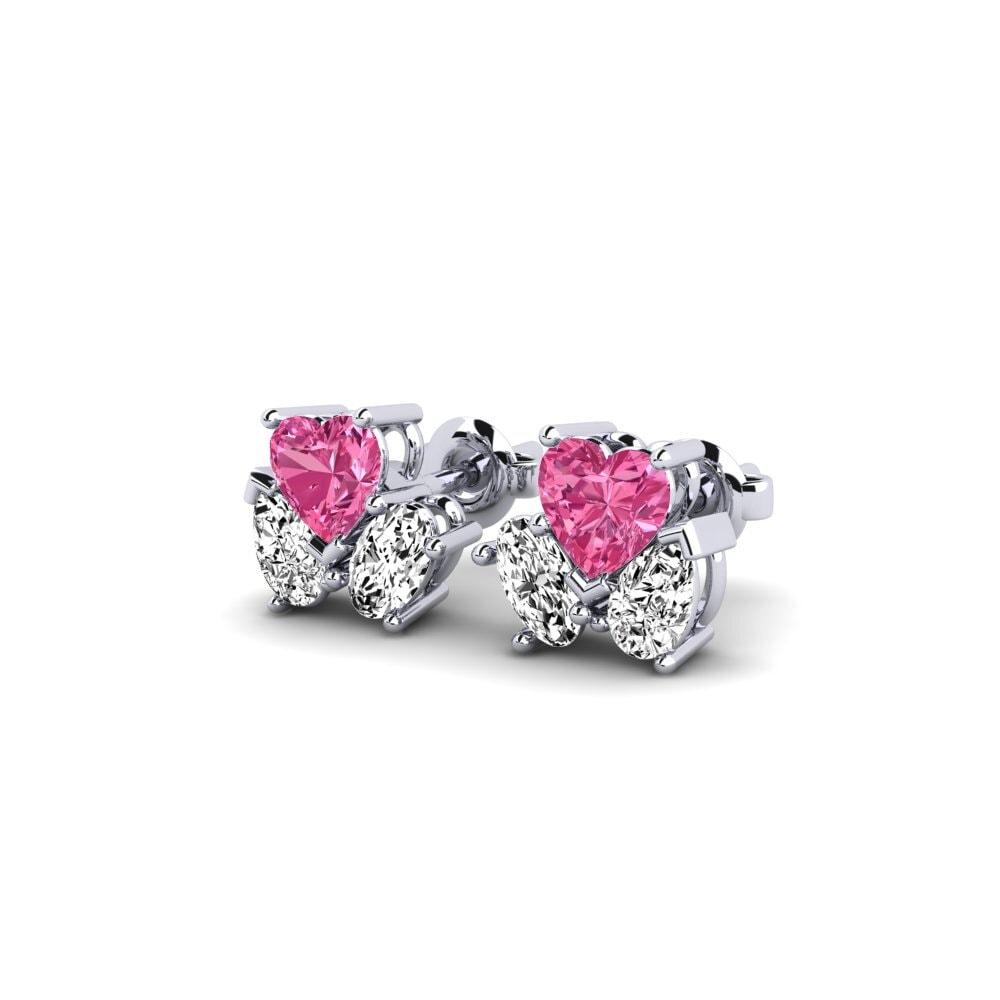 9k White Gold Pink Tourmaline Women's Earring Sorbonne