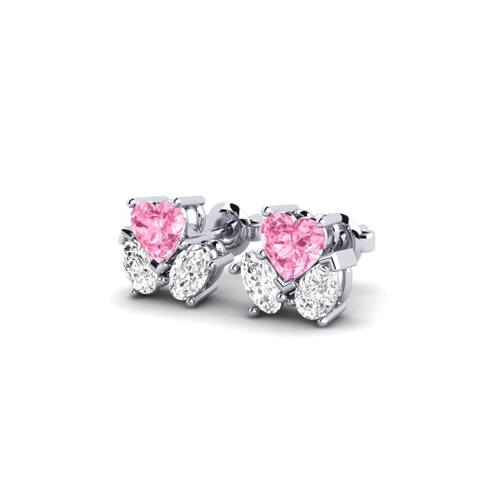 18k White Gold Pink Sapphire Women's Earring Sorbonne