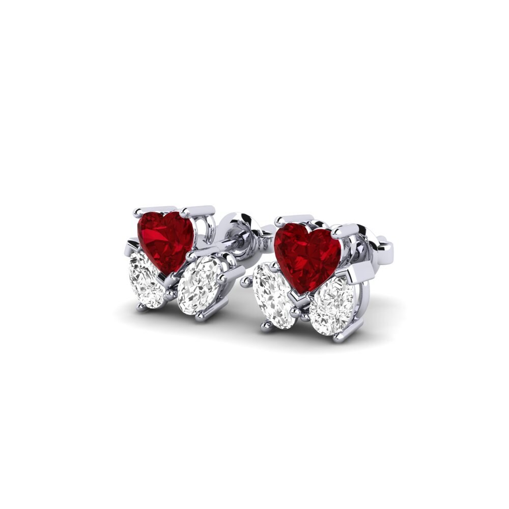 9k White Gold Red Zirconia Women's Earring Sorbonne