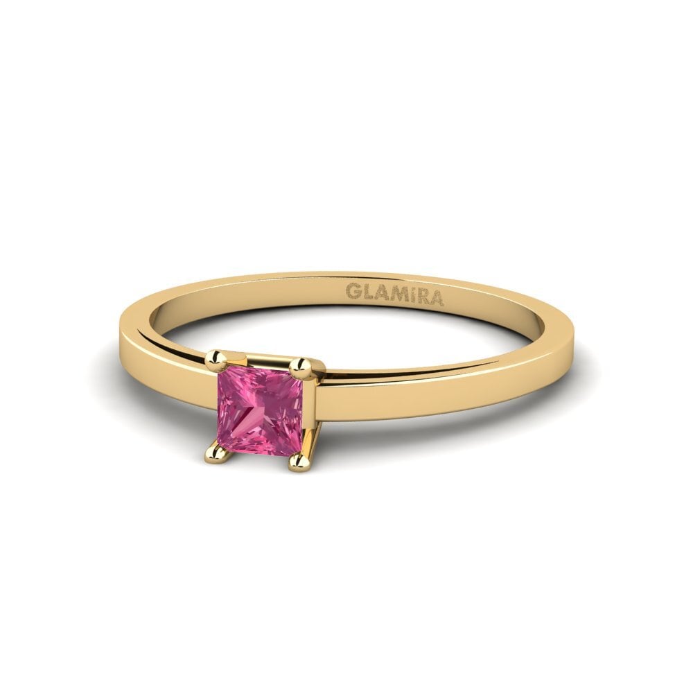 14k Oro Amarillo Turmalina rosa Anillo Tongoy