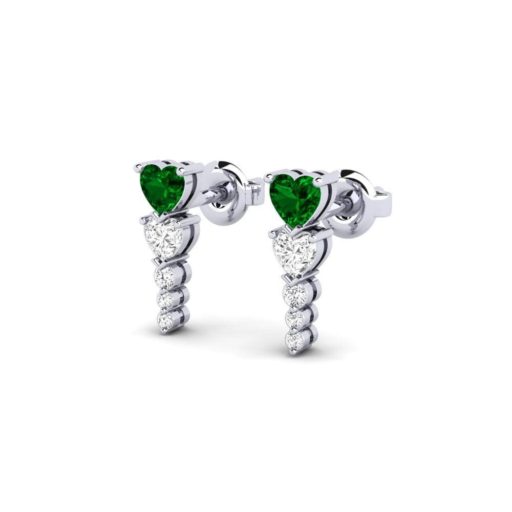950 Palladium Green Zirconia Women's Earring Vinsanta