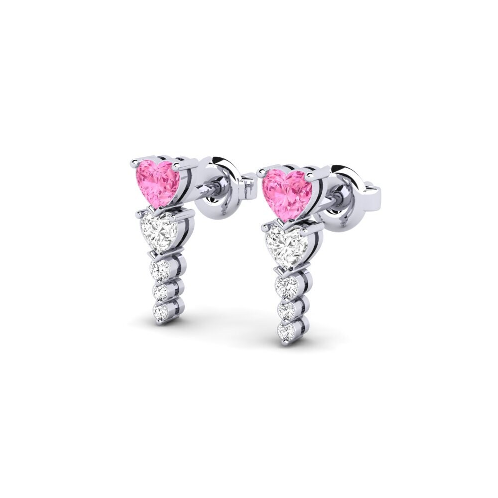 18k White Gold Pink Sapphire Women's Earring Vinsanta