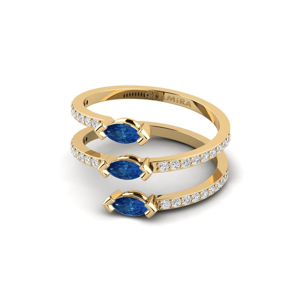 Circonita Azul Oscuro Anillo Zeylira