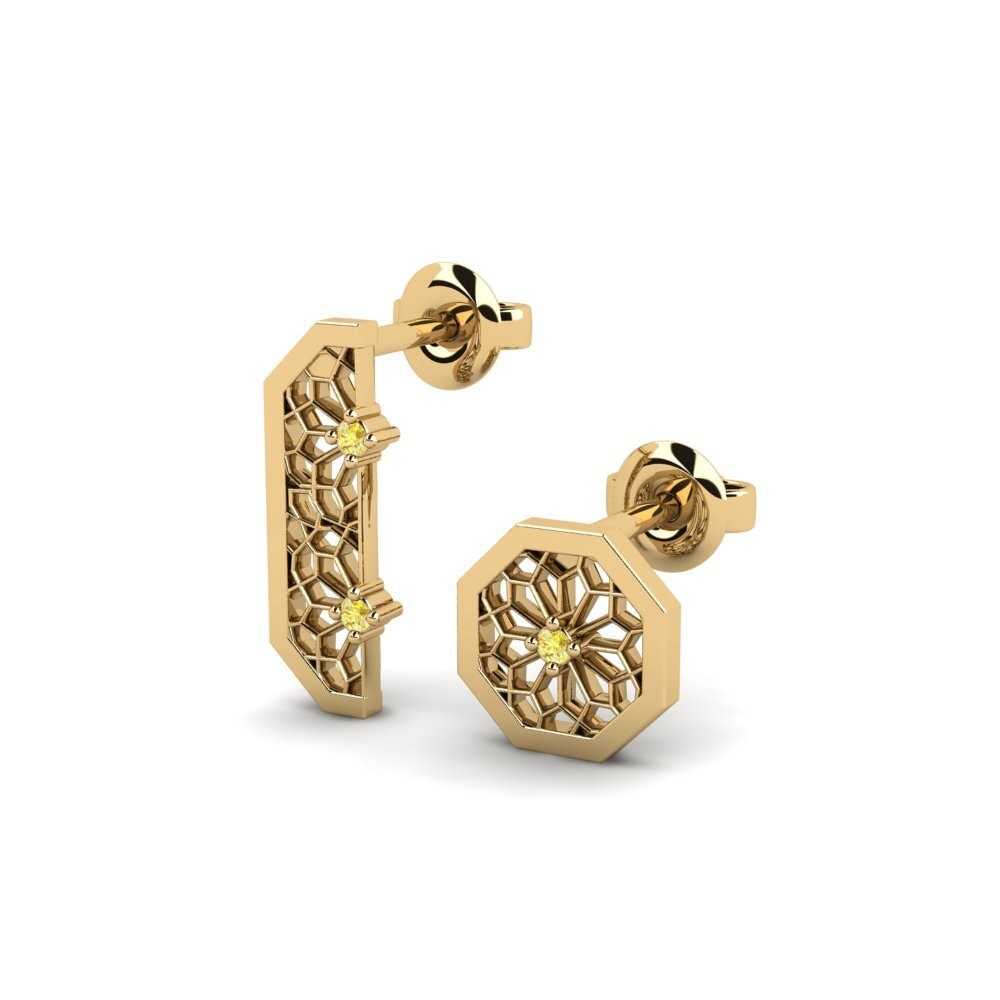 Gelber Saphir Damen ohrring Ajisai - SET