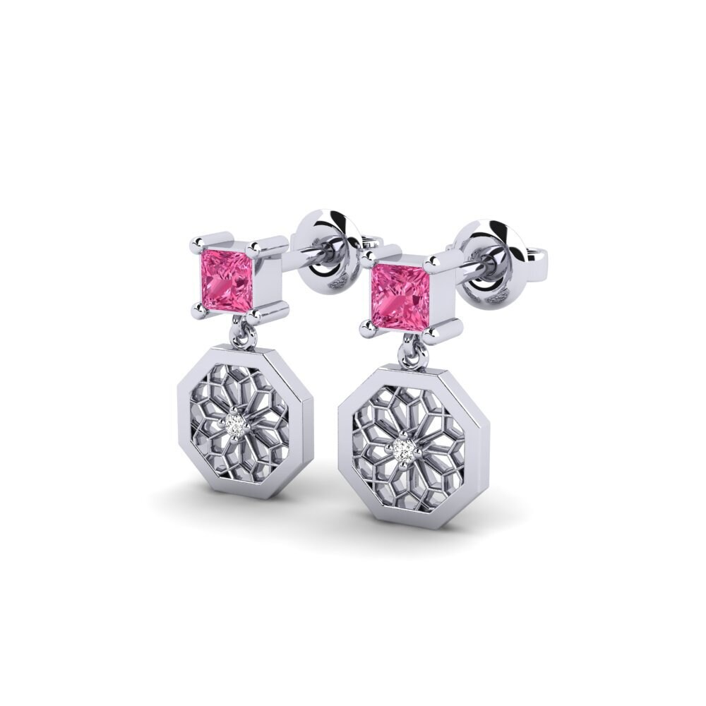 Oro Bianco 375 Tormalina Rosa Orecchino da donna Arashima