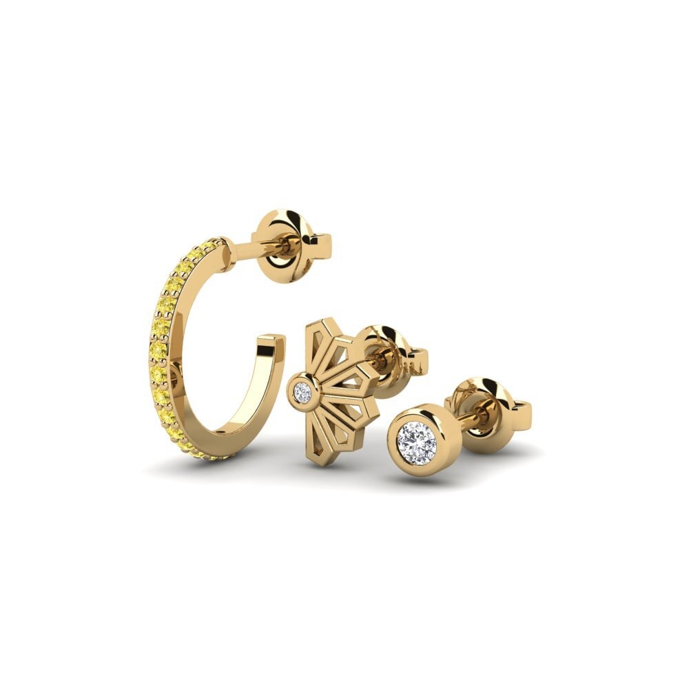 Gelber Saphir Damen ohrring Kaneshon - SET