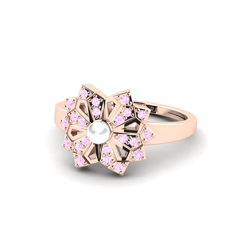 14k Oro Rosa Zafiro Rosado Anillo Poroshiri