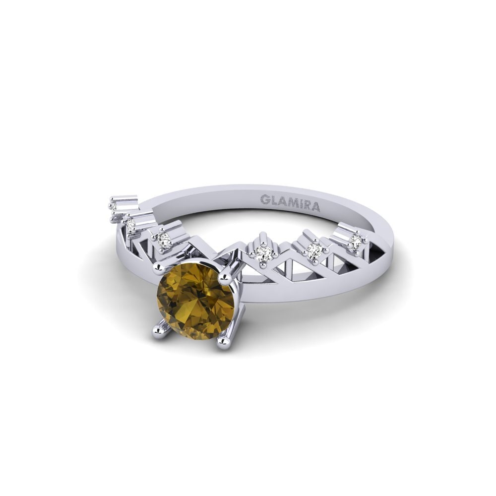 950 Platinum Brown Zircon Ring Skera