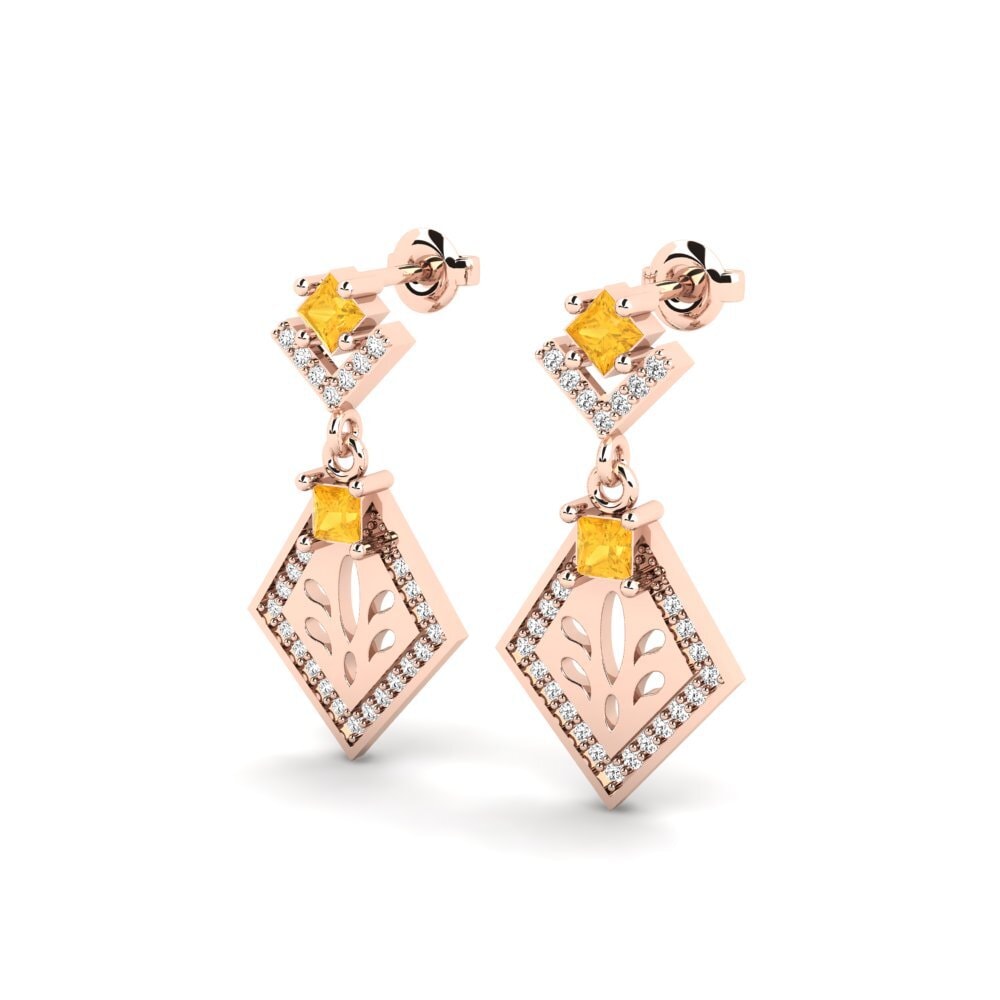18k Oro Rosa Citrino Pendiente de mujer Snije