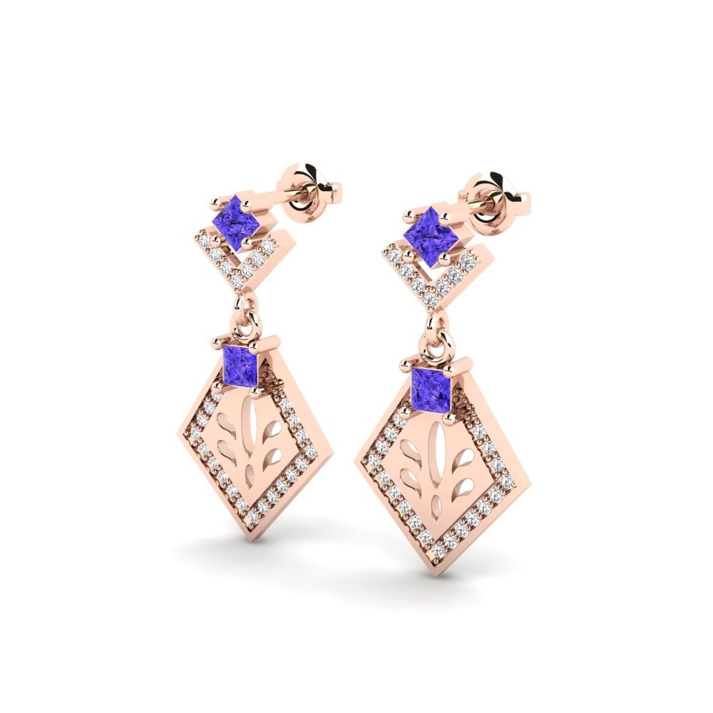 18k Oro Rosa Tanzanita Pendiente de mujer Snije