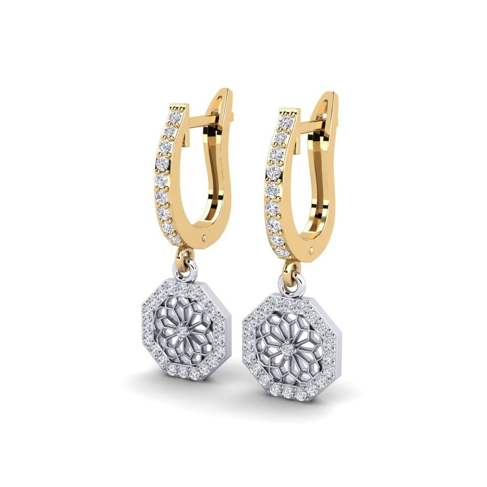 14ct Yellow & White Gold Women's Earring Sukaiyama