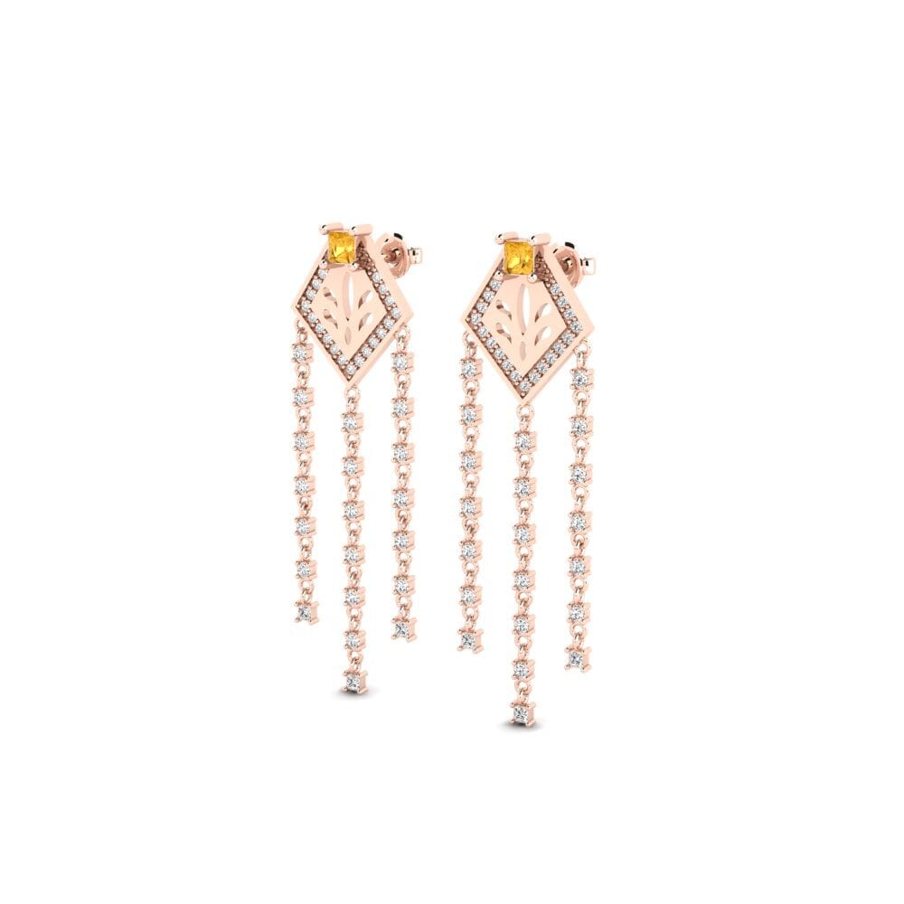18k Oro Rosa Citrino Pendiente de mujer Tannak