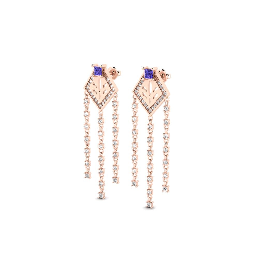 18k Oro Rosa Tanzanita Pendiente de mujer Tannak
