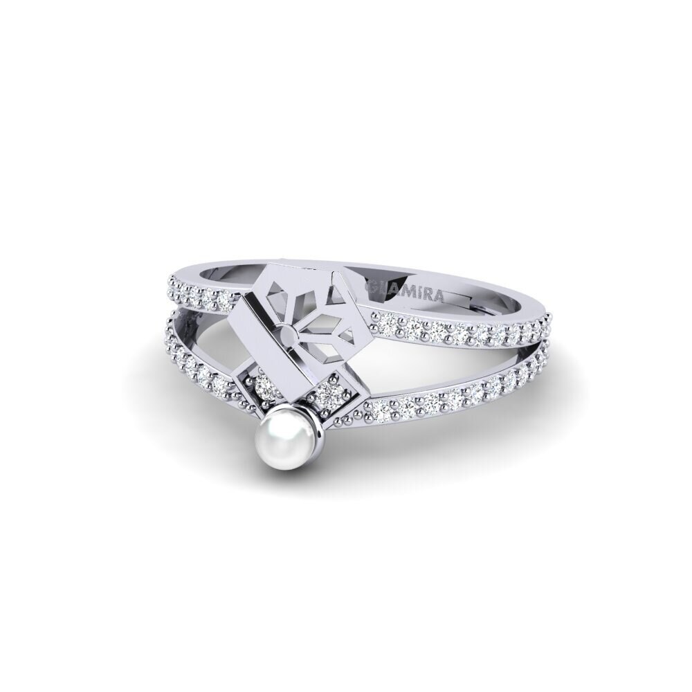 9k Oro Blanco Circonita Anillo Putol