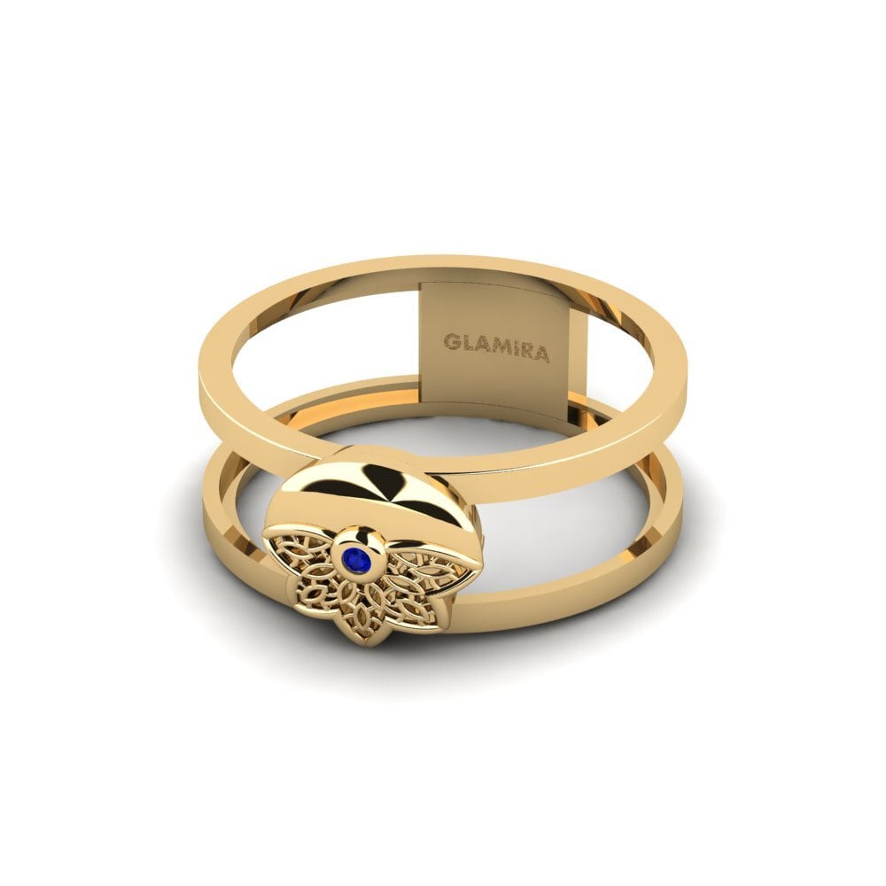 14ct Yellow Gold Round Sapphire Ring Smalands