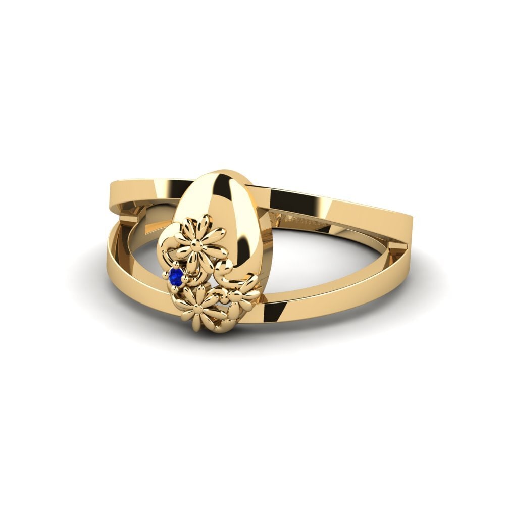 14ct Yellow Gold Round Sapphire Ring Strandvagen