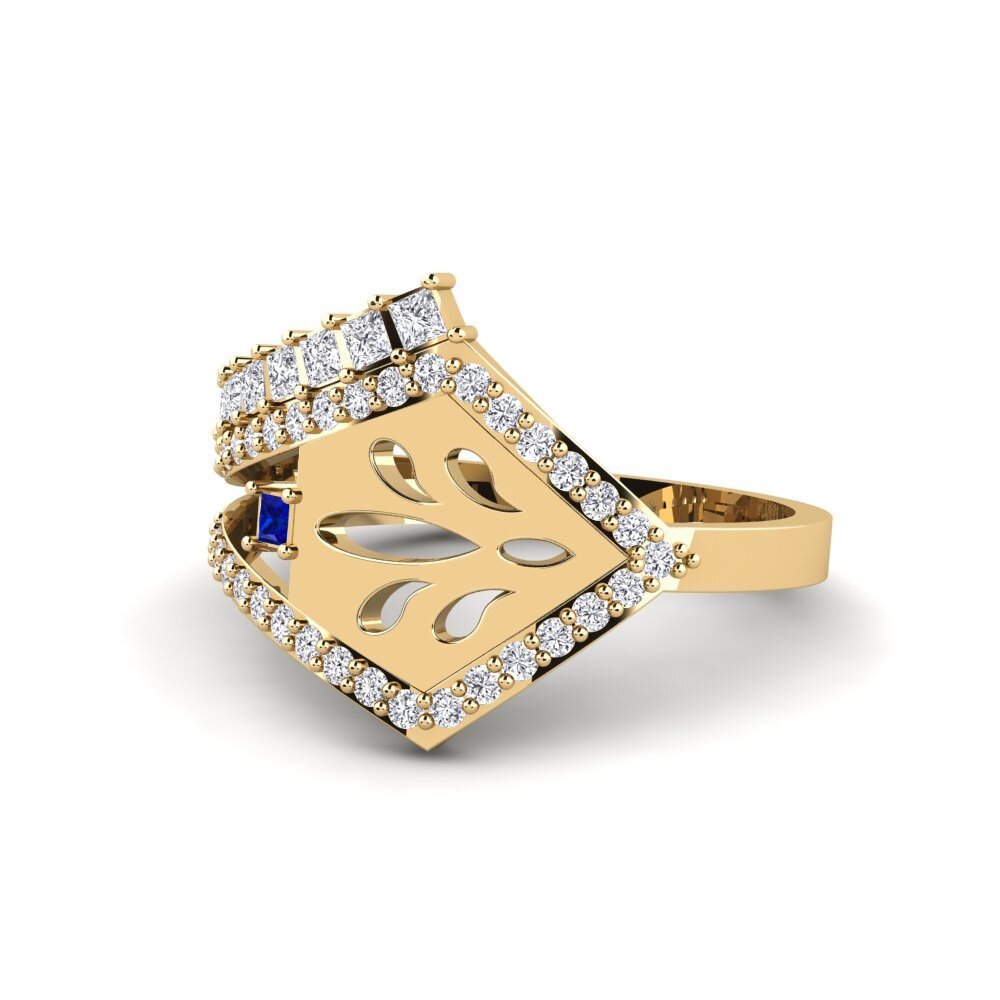 14ct Yellow Gold Princess Sapphire Ring Takko