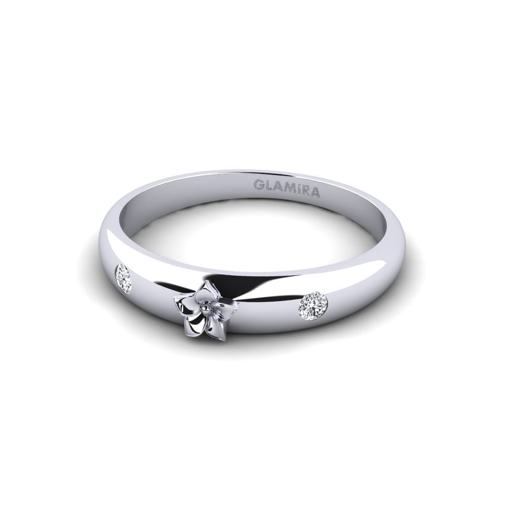 14k Oro Blanco Anillo Alouenne
