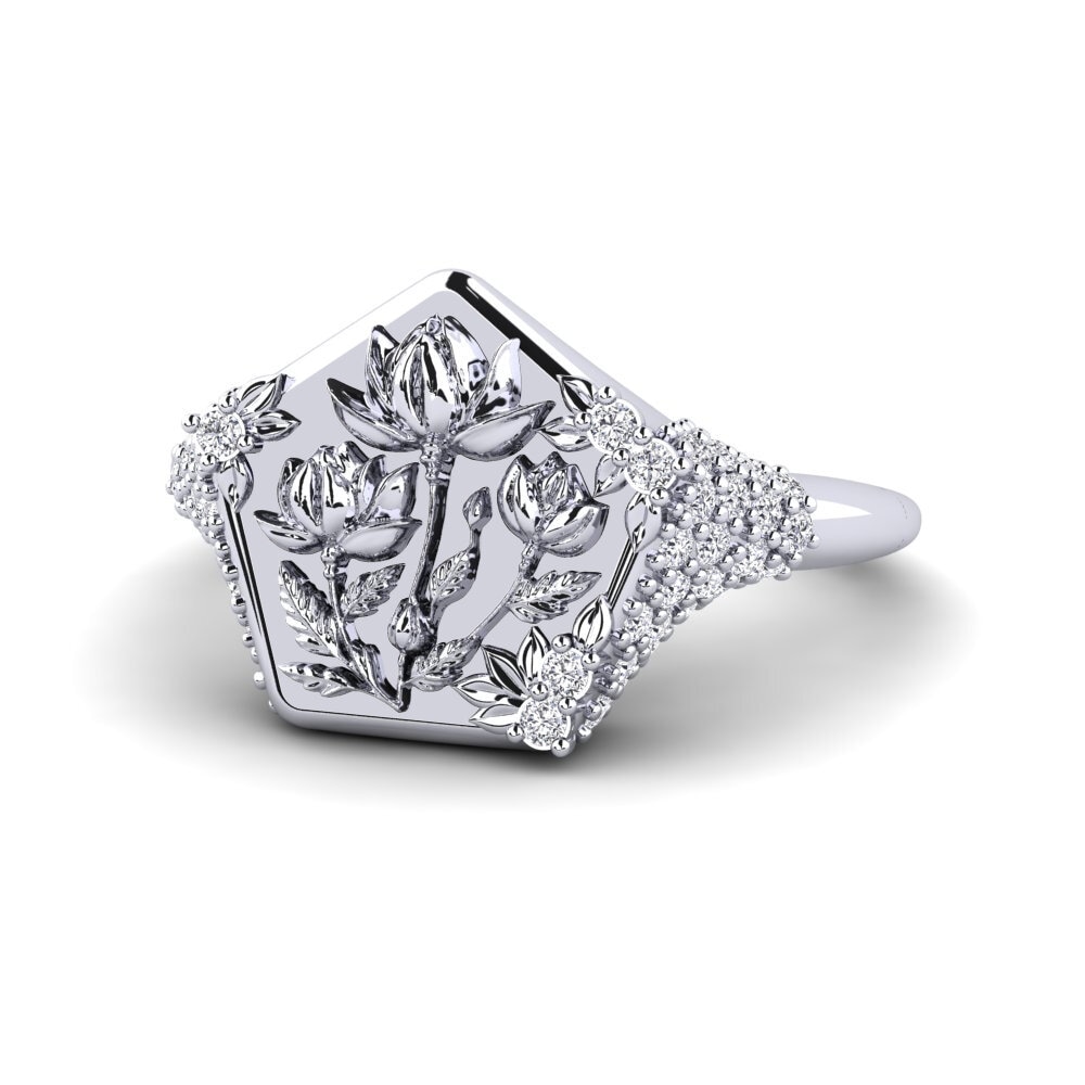 14k Oro Blanco Anillo Apiaceae