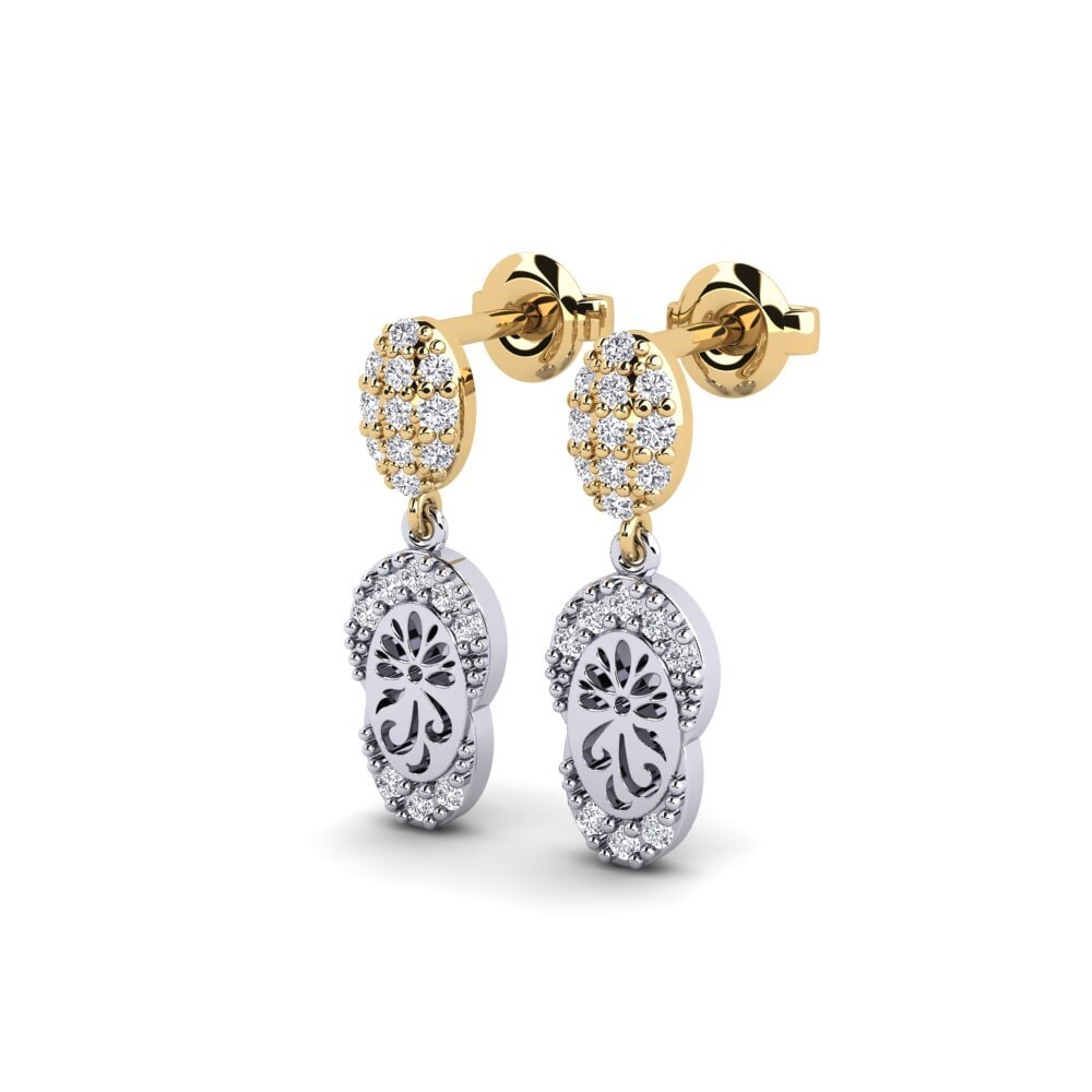 9k White & Yellow Gold Women's Earring Bagol