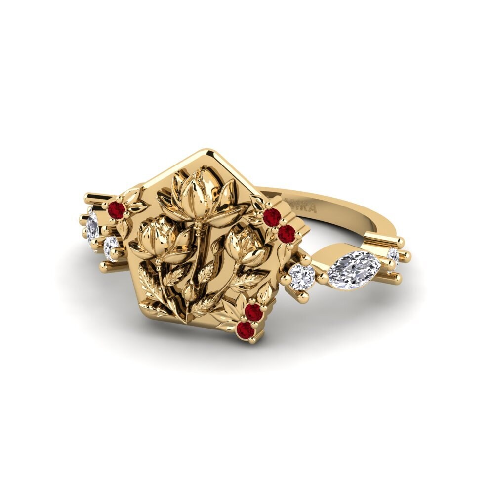 Circonita Roja Anillo Baixorelevo