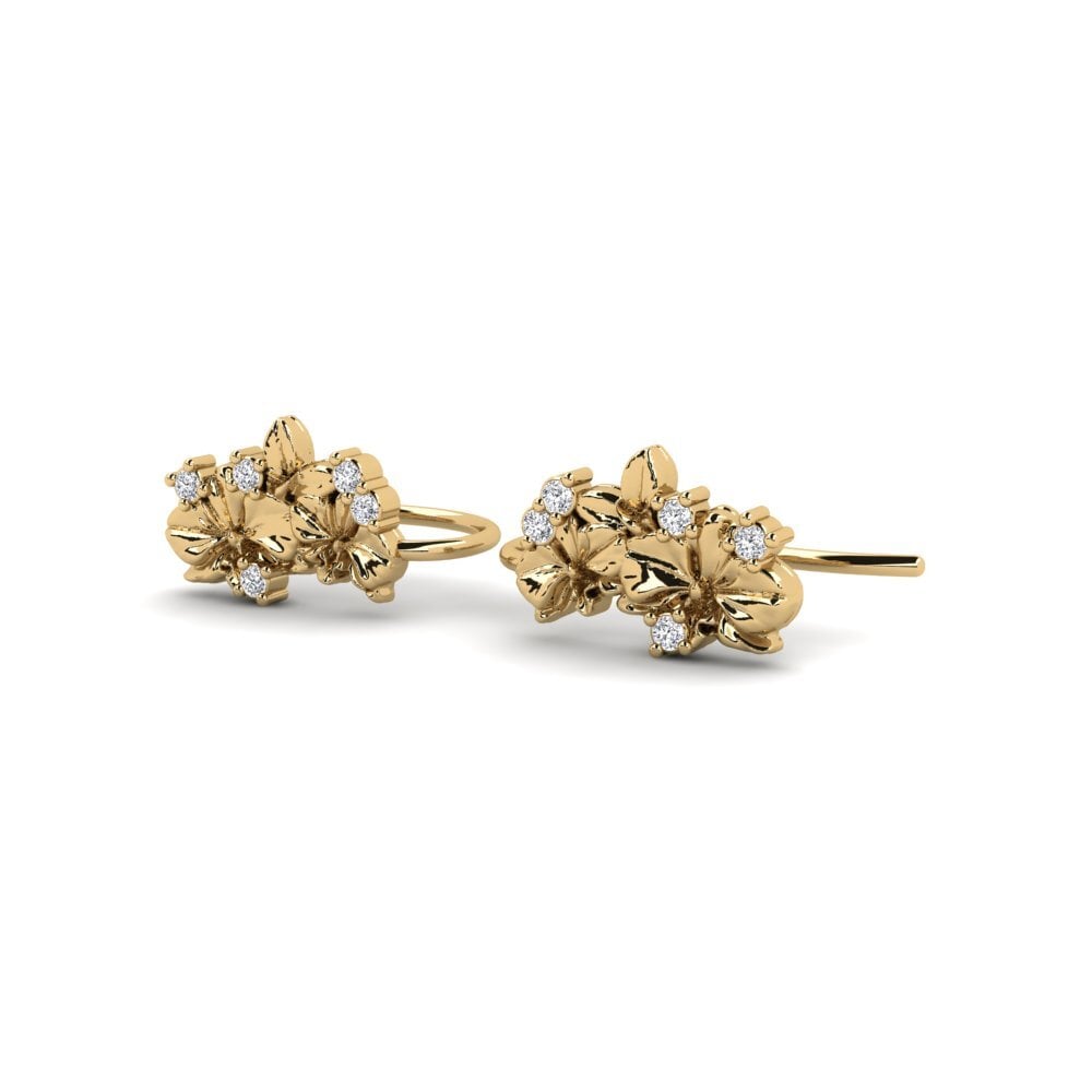14K Geel Goud Diamant Dames Oorbellen Ebure