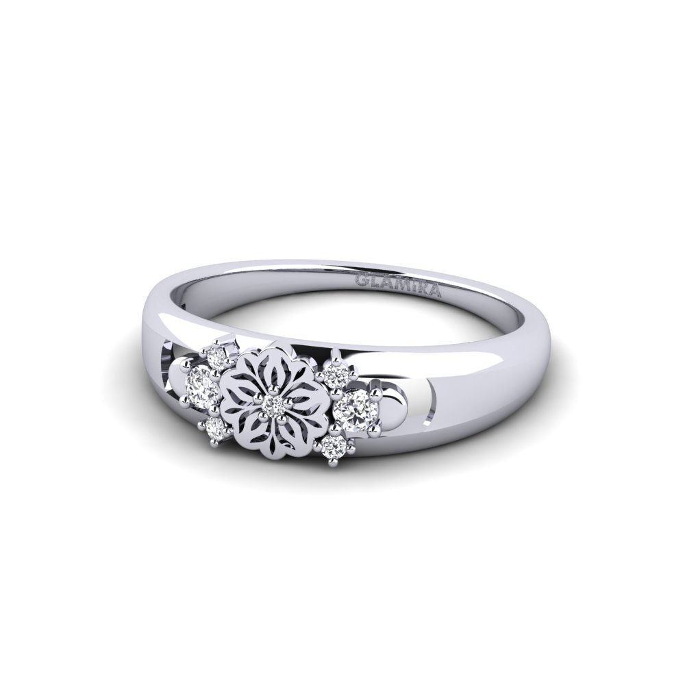 14k Oro Blanco Anillo Fiefita