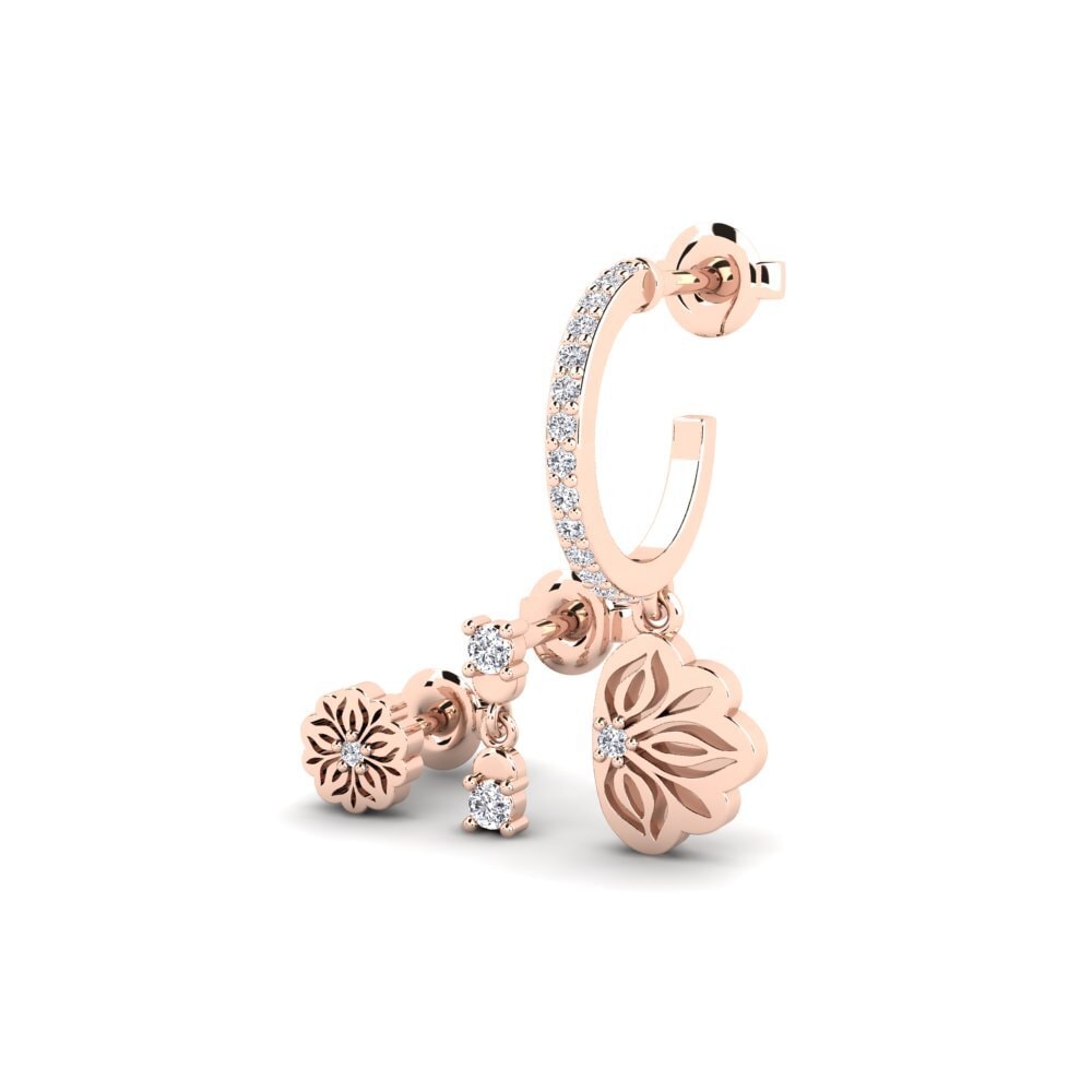 14k Oro Rosa Pendiente de mujer Kusi - SET