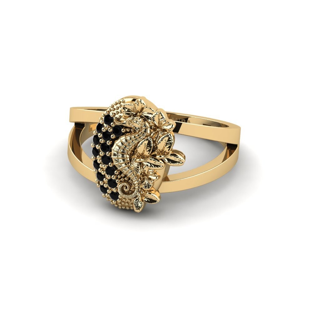 Zafiro negro Anillo Lunera