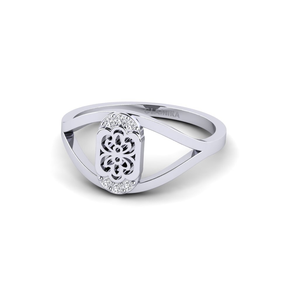 14k Oro Blanco Anillo Luvha