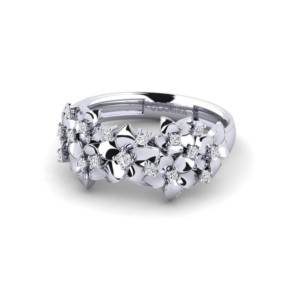 14k Oro Blanco Anillo Norra