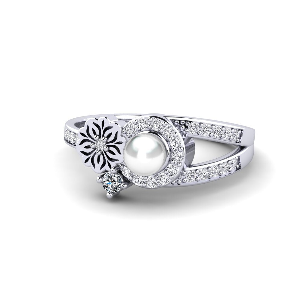 9k Oro Blanco Circonita Anillo Nzoroko