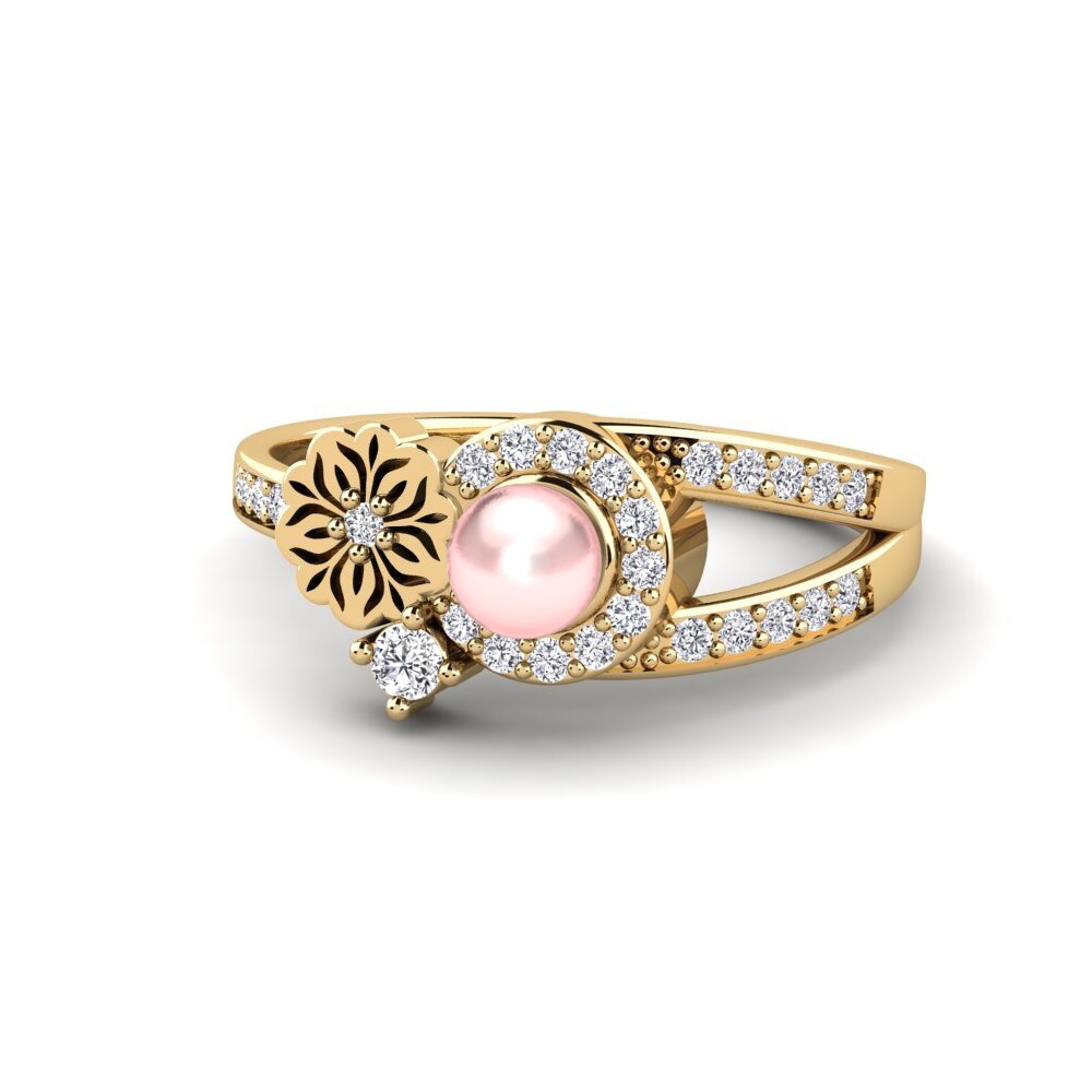 14k Oro Amarillo Redondo Diamante cultivado en laboratorio Anillo Nzoroko
