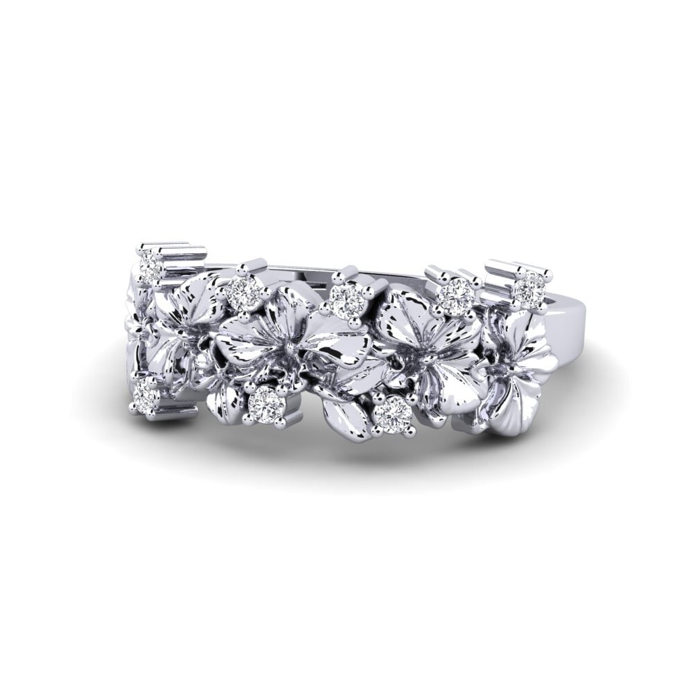 14k Oro Blanco Anillo Portabellia