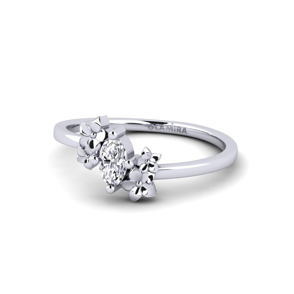 14k Oro Blanco Anillo Rohen