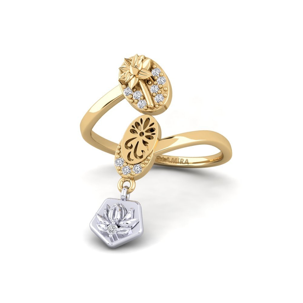 14ct Yellow & White Gold Round Lab Grown Diamond Ring Rutaceae