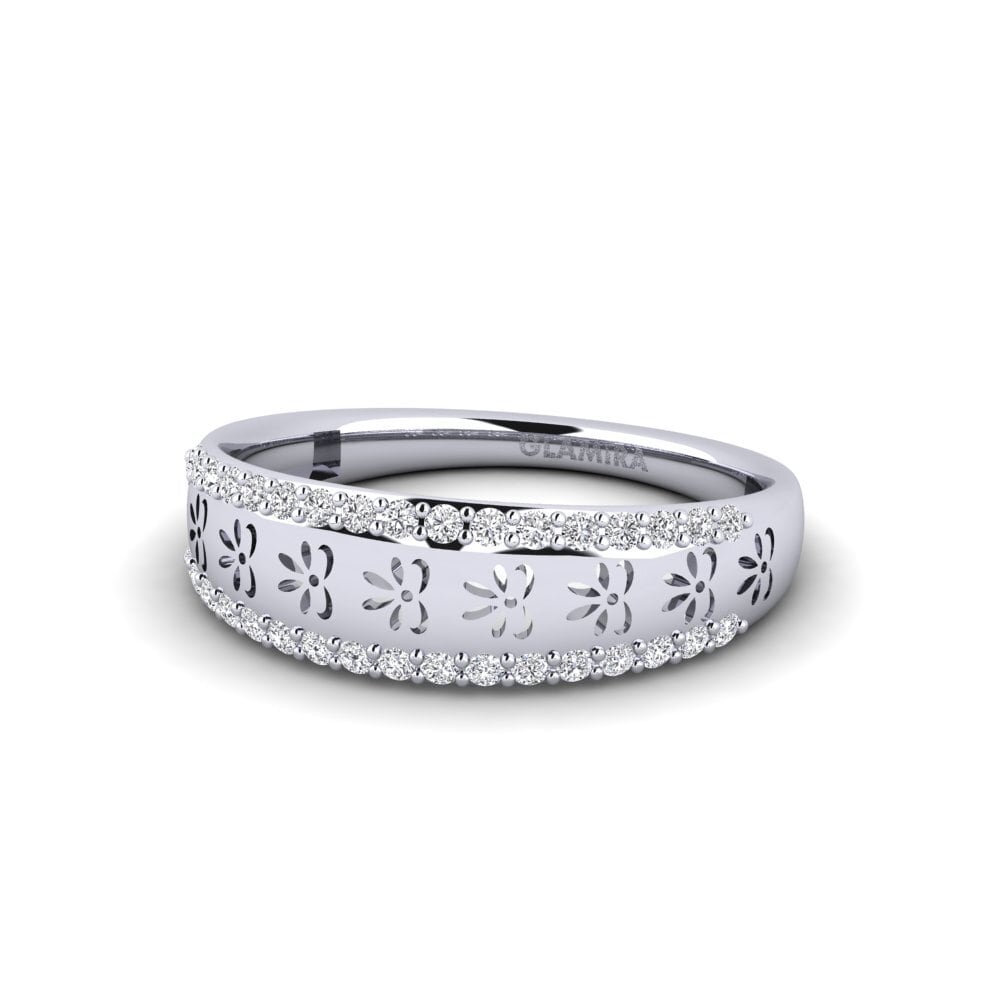 14k Oro Blanco Anillo Ruvara