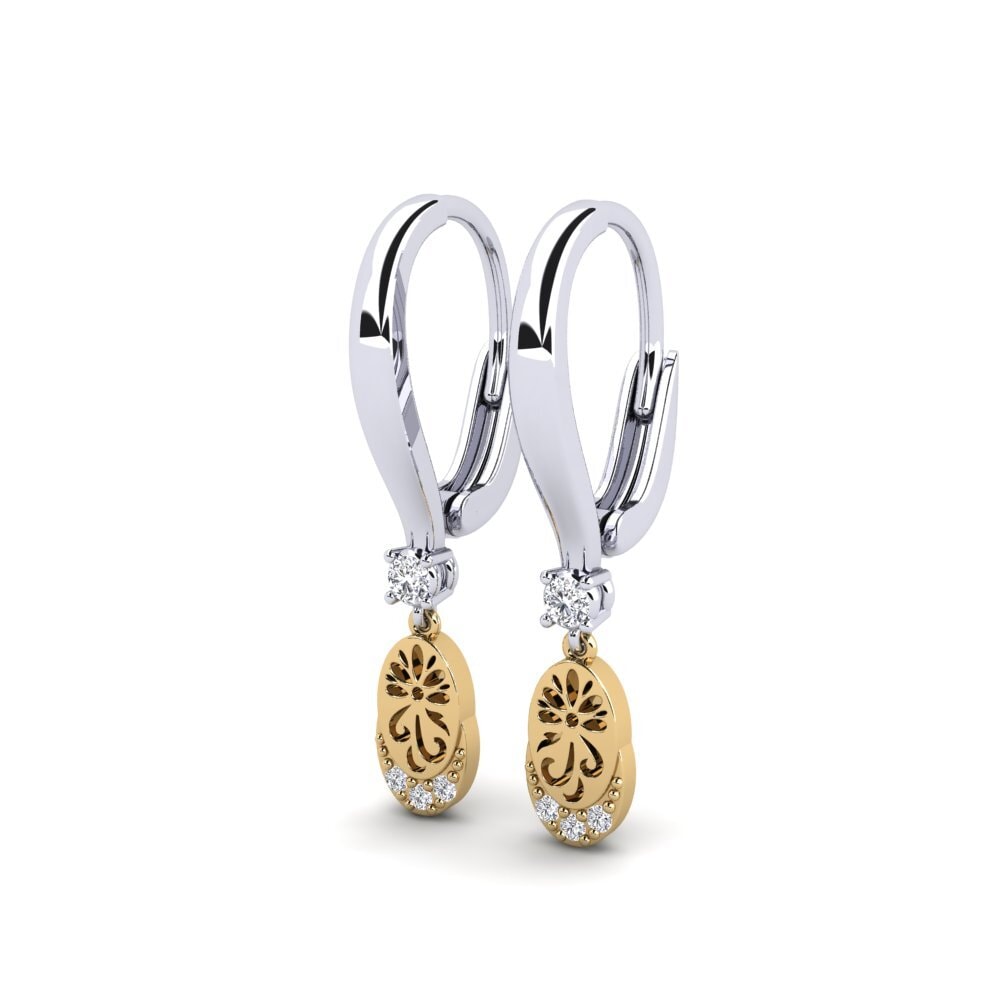 9k White & Yellow Gold Women's Earring Senikau