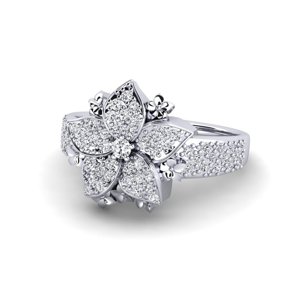 14k Oro Blanco Anillo Serin