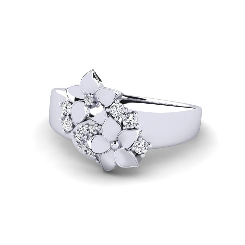 14k Oro Blanco Anillo Silven