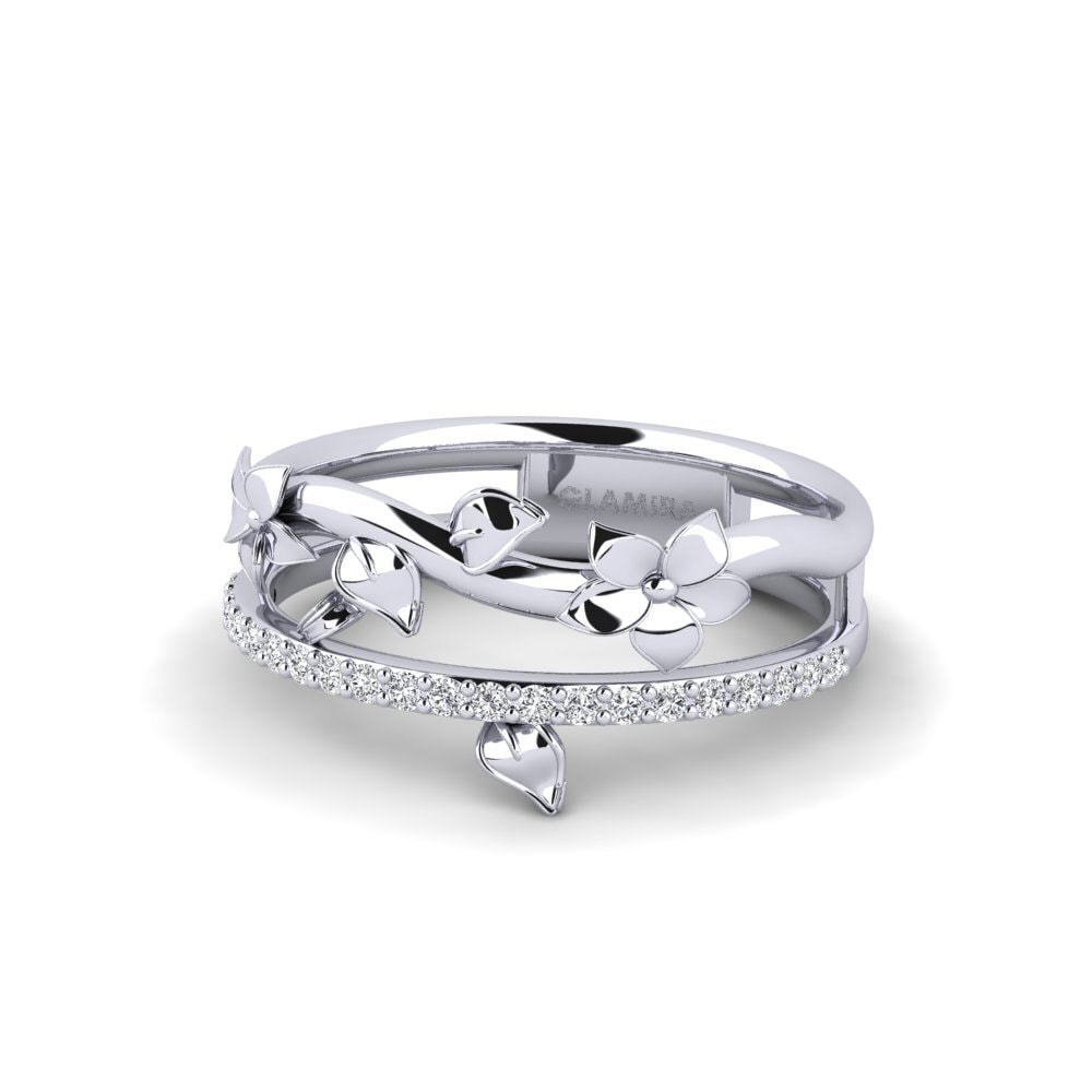 14k Oro Blanco Anillo Sloanea