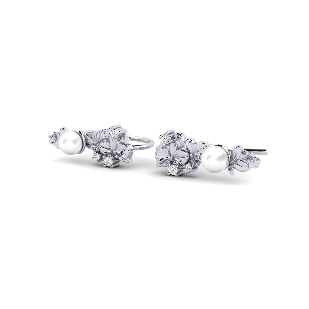 9ct White Gold Moissanite Women's Earring Sohae - A