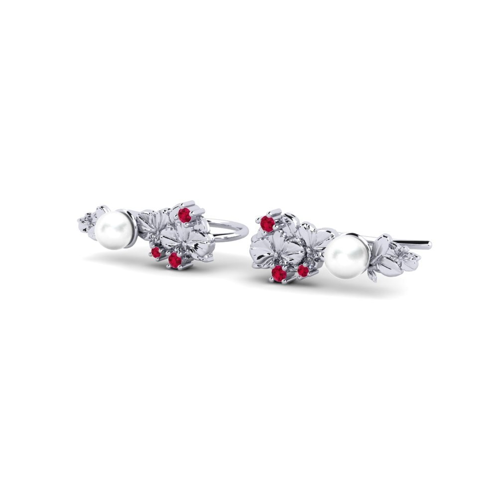 9ct White Gold Ruby Women's Earring Sohae - A