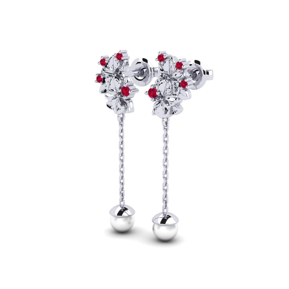 9ct White Gold Ruby Women's Earring Sohae - B