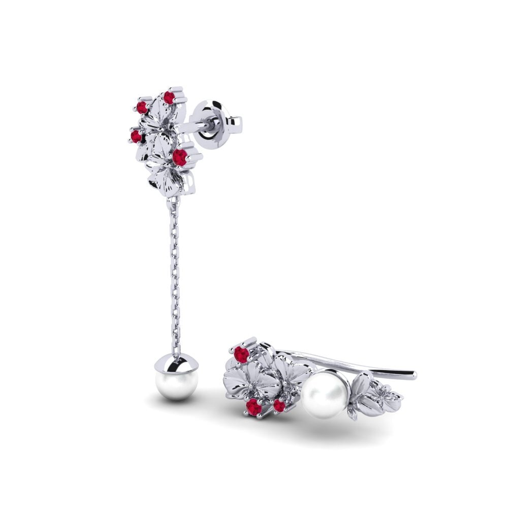 9ct White Gold Ruby Women's Earring Sohae - SET